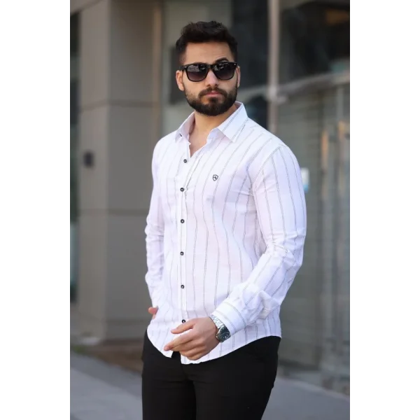 Erkek Pamuklu Çizgi Desenli Gömlek