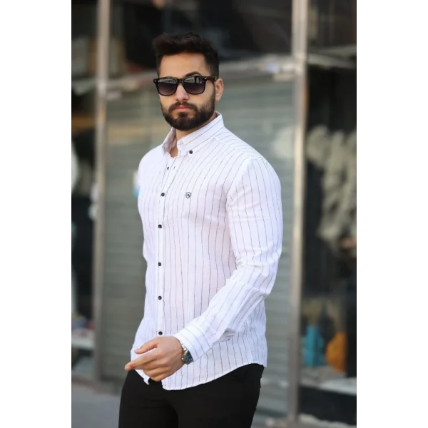 Erkek Pamuklu Çizgi Desenli Gömlek
