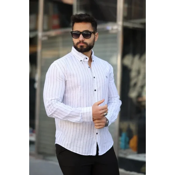Erkek Pamuklu Çizgi Desenli Gömlek
