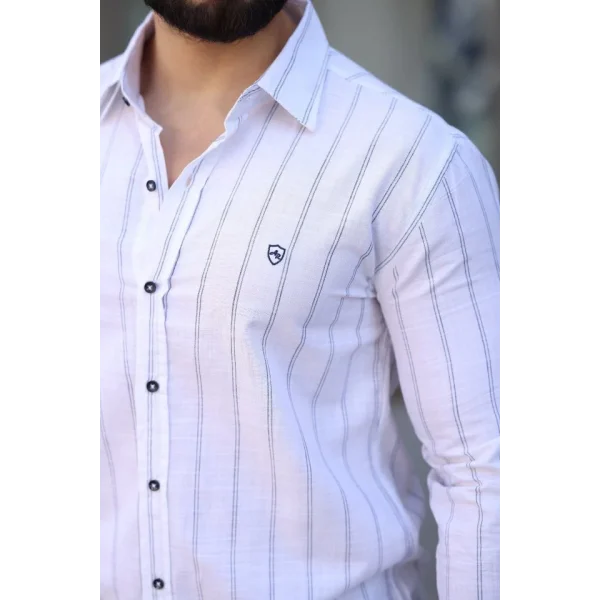 Erkek Pamuklu Çizgi Desenli Gömlek