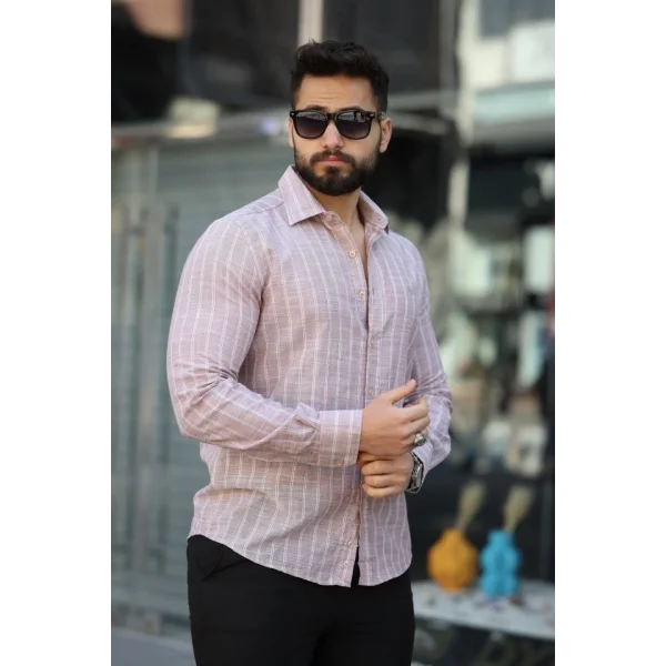 Erkek Pamuklu Çizgi Desenli Gömlek