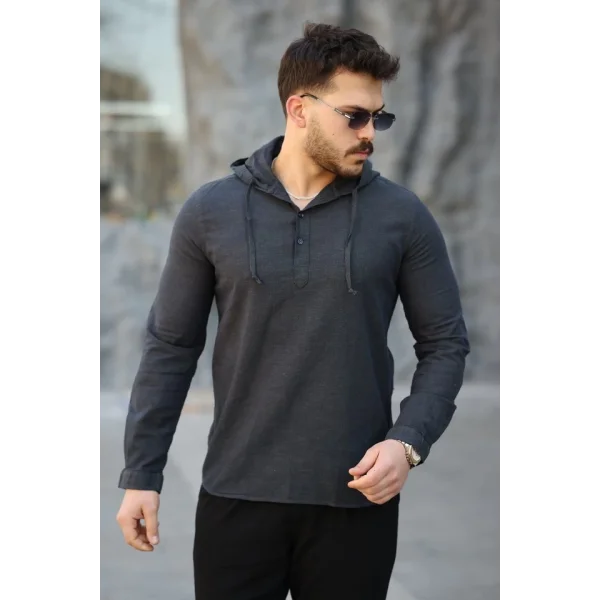 Erkek Pamuklu Kapüşonlu Gömlek