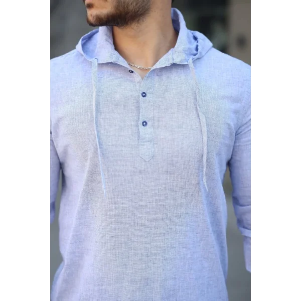 Erkek Pamuklu Kapüşonlu Gömlek