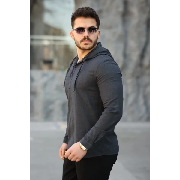 Erkek Pamuklu Kapüşonlu Gömlek