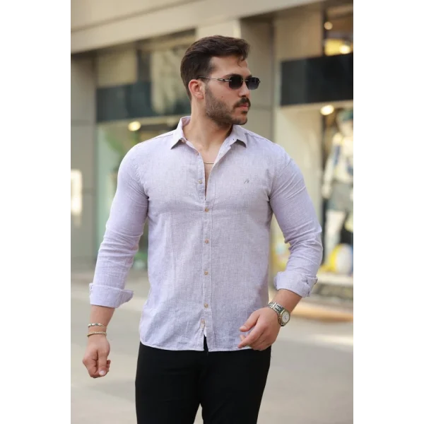 Erkek Pamuklu Keten Gömlek
