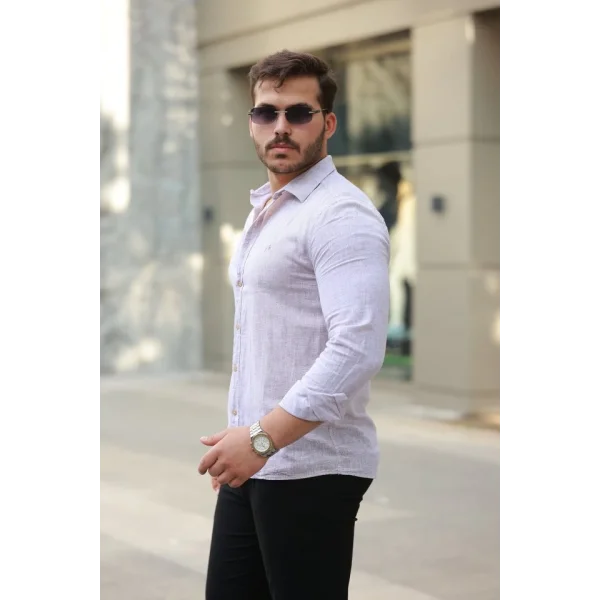Erkek Pamuklu Keten Gömlek