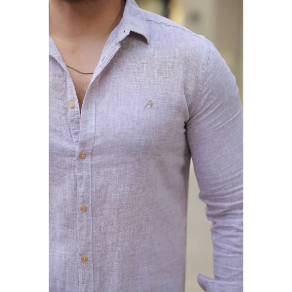 Erkek Pamuklu Keten Gömlek