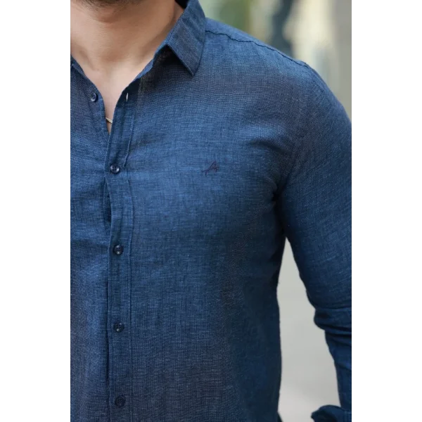 Erkek Pamuklu Keten Gömlek