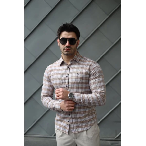 Erkek Pamuklu Keten Kumaş Gömlek