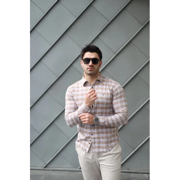 Erkek Pamuklu Keten Kumaş Gömlek