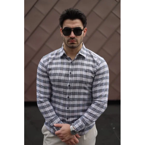 Erkek Pamuklu Keten Kumaş Gömlek