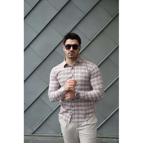 Erkek Pamuklu Keten Kumaş Gömlek