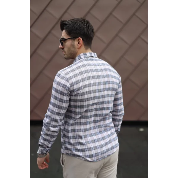 Erkek Pamuklu Keten Kumaş Gömlek