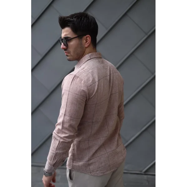 Erkek Pamuklu Keten Kumaş Gömlek
