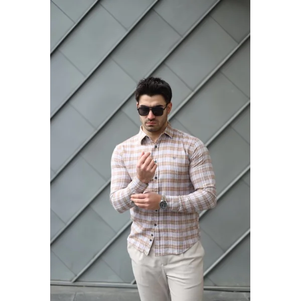 Erkek Pamuklu Keten Kumaş Gömlek