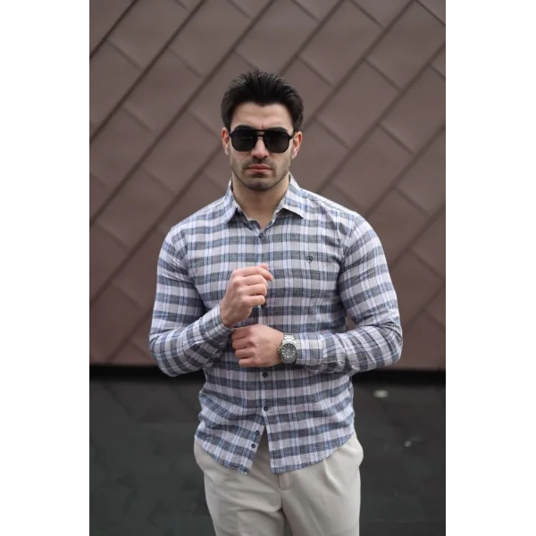 Erkek Pamuklu Keten Kumaş Gömlek