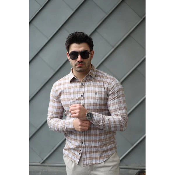 Erkek Pamuklu Keten Kumaş Gömlek