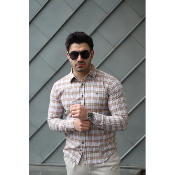 Erkek Pamuklu Keten Kumaş Gömlek