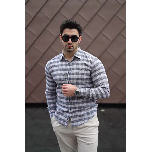 Erkek Pamuklu Keten Kumaş Gömlek