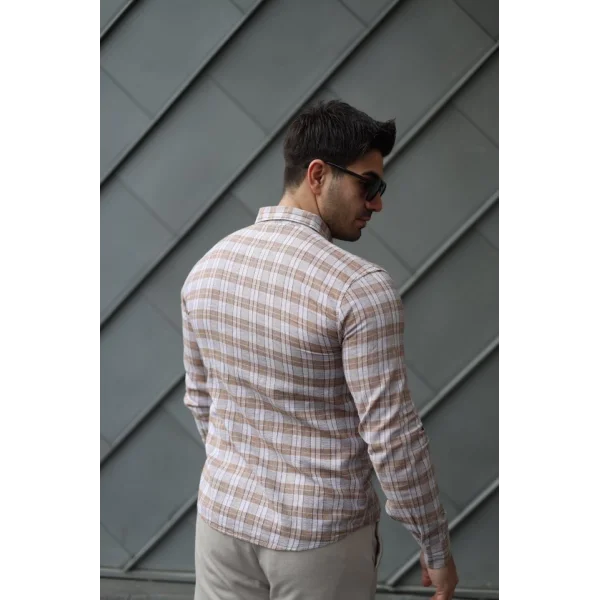 Erkek Pamuklu Keten Kumaş Gömlek