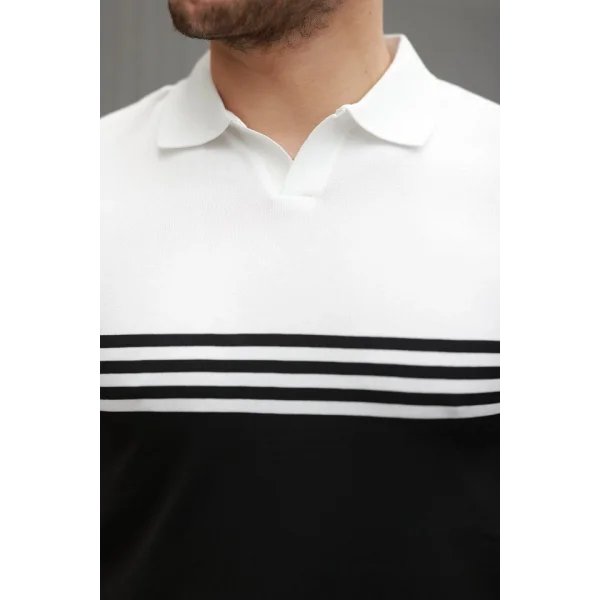 Erkek Parça Renk Yakalı Kısa Kollu T-shirt