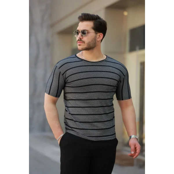 Erkek Petek Desenli Kısa Kollu T-shirt