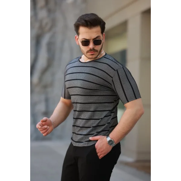 Erkek Petek Desenli Kısa Kollu T-shirt