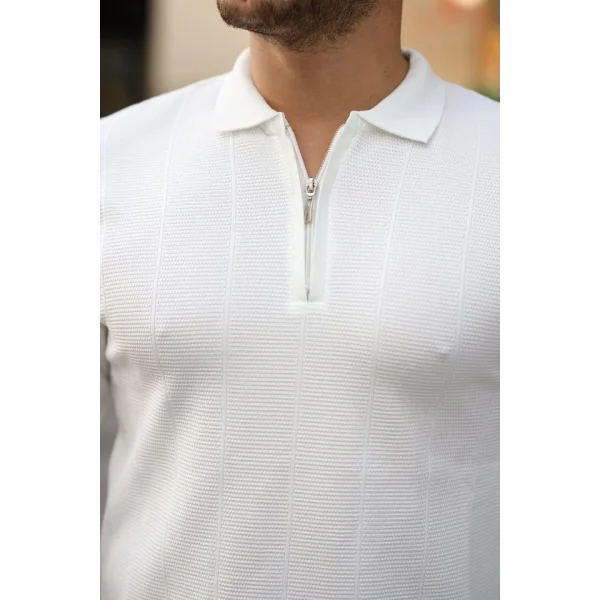 Erkek Pirinç Desenli Uzun Kollu Yakalı Triko