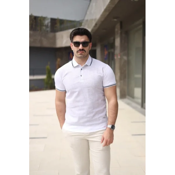 Erkek Polo Yaka Fermuar Detaylı Tişört