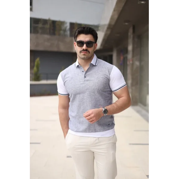 Erkek Polo Yaka Fermuar Detaylı Tişört