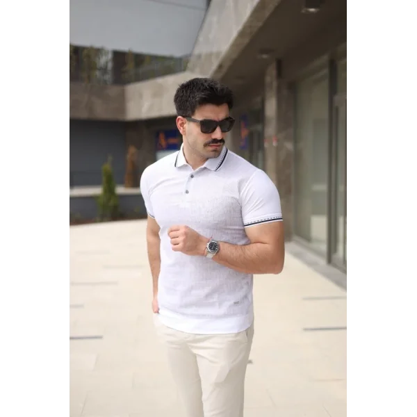 Erkek Polo Yaka Fermuar Detaylı Tişört