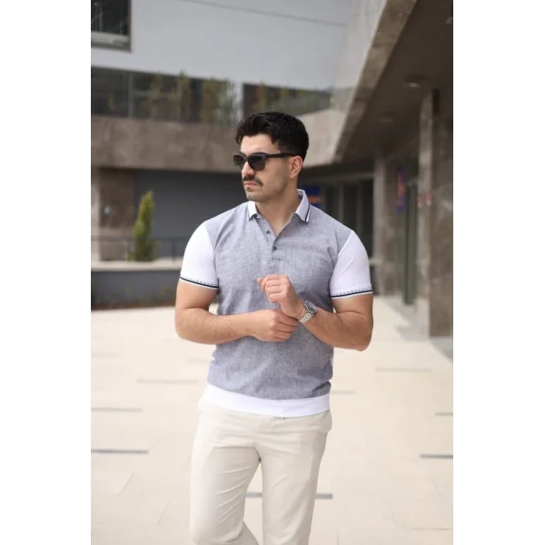 Erkek Polo Yaka Fermuar Detaylı Tişört