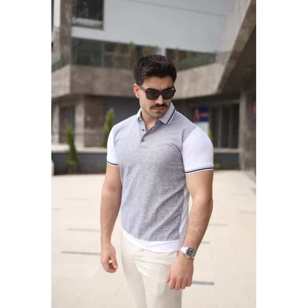 Erkek Polo Yaka Fermuar Detaylı Tişört