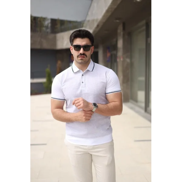 Erkek Polo Yaka Fermuar Detaylı Tişört