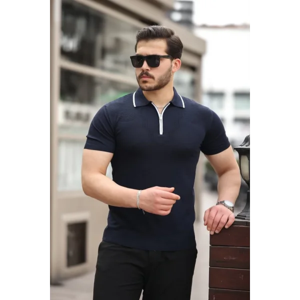 Erkek Polo Yaka Yarım Fermuar Tişört
