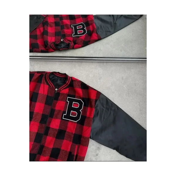 Erkek Pötikare Desen Nakışlı Kolej Ceket - Kırmızı