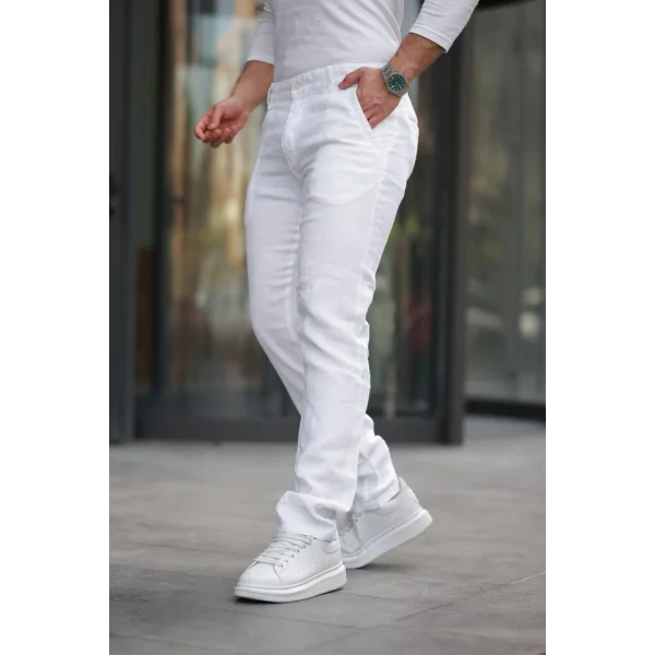 Erkek Rahat Keten Pantolon