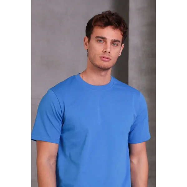 Erkek Relax Fit Bisiklet Yaka %100 Pamuk Rahat Kesim Basic Tişört