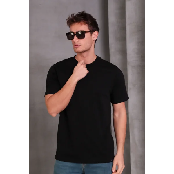 Erkek Relax Fit Bisiklet Yaka %100 Pamuk Rahat Kesim Basic Tişört
