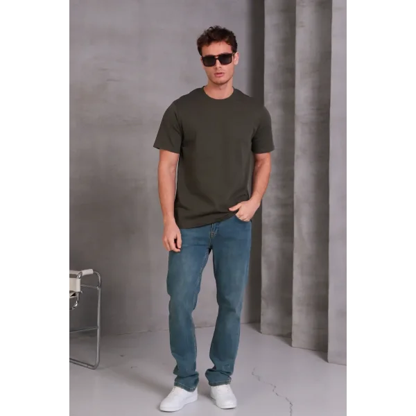 Erkek Relax Fit Bisiklet Yaka %100 Pamuk Rahat Kesim Basic Tişört
