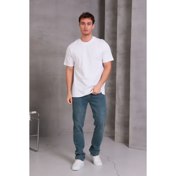 Erkek Relax Fit Bisiklet Yaka %100 Pamuk Rahat Kesim Basic Tişört