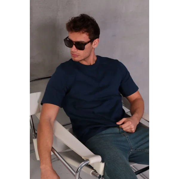 Erkek Relax Fit Bisiklet Yaka %100 Pamuk Rahat Kesim Basic Tişört