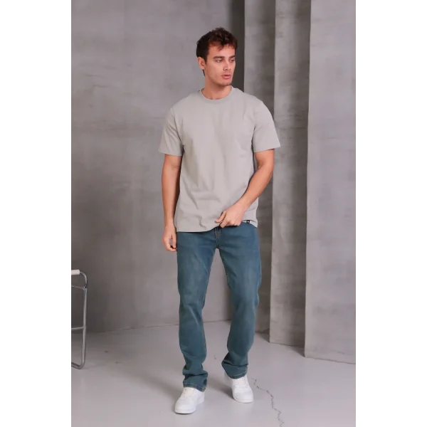 Erkek Relax Fit Bisiklet Yaka %100 Pamuk Rahat Kesim Basic Tişört