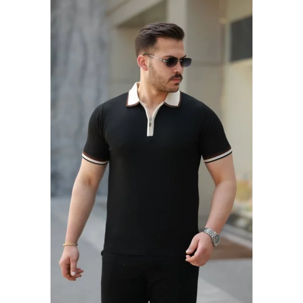 Erkek Renkli Yaka Kısa Kollu Tişört