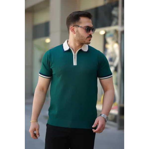 Erkek Renkli Yaka Kısa Kollu Tişört