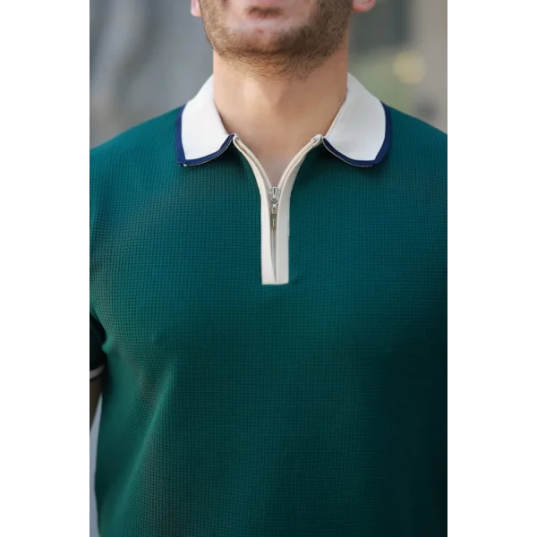 Erkek Renkli Yaka Kısa Kollu Tişört