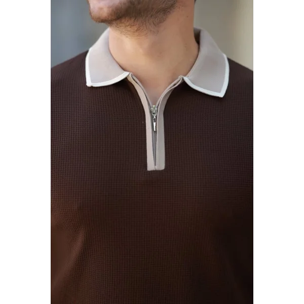 Erkek Renkli Yaka Kısa Kollu Tişört