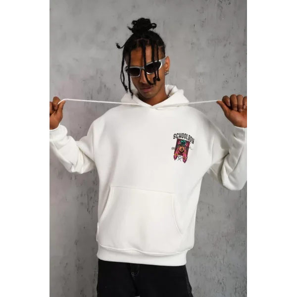 Erkek SCHOOL BOY Baskılı Kapüşonlu Sweat - Beyaz