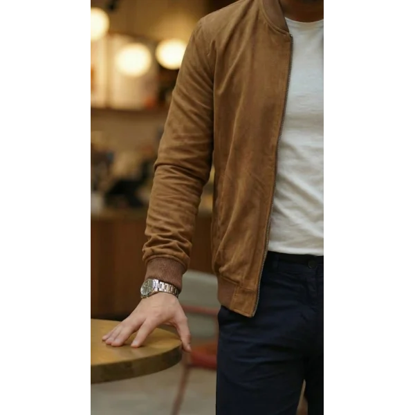 Erkek Scuba Süet Kumaş Bomber Hırka