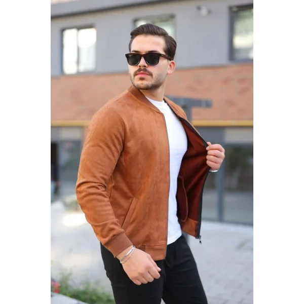 Erkek Scuba Süet Kumaş Bomber Hırka